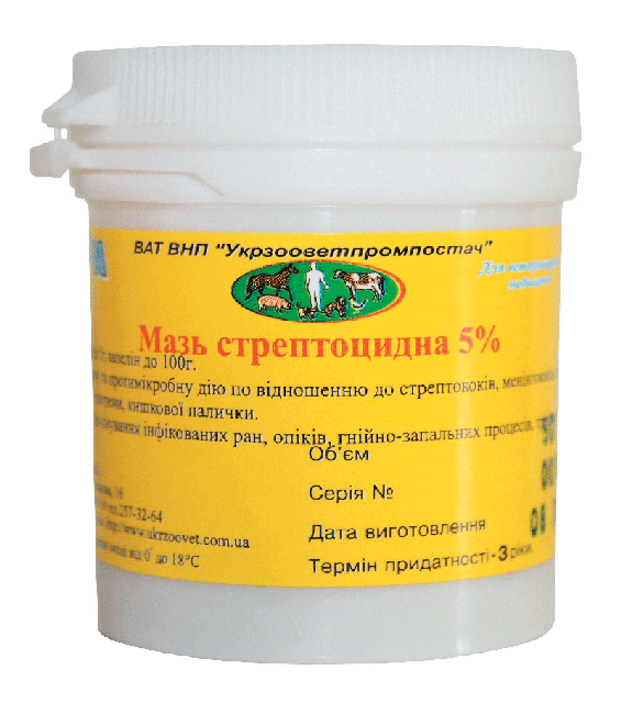 

Мазь стрептоцид 5% 50г Укрзооветпромпостач