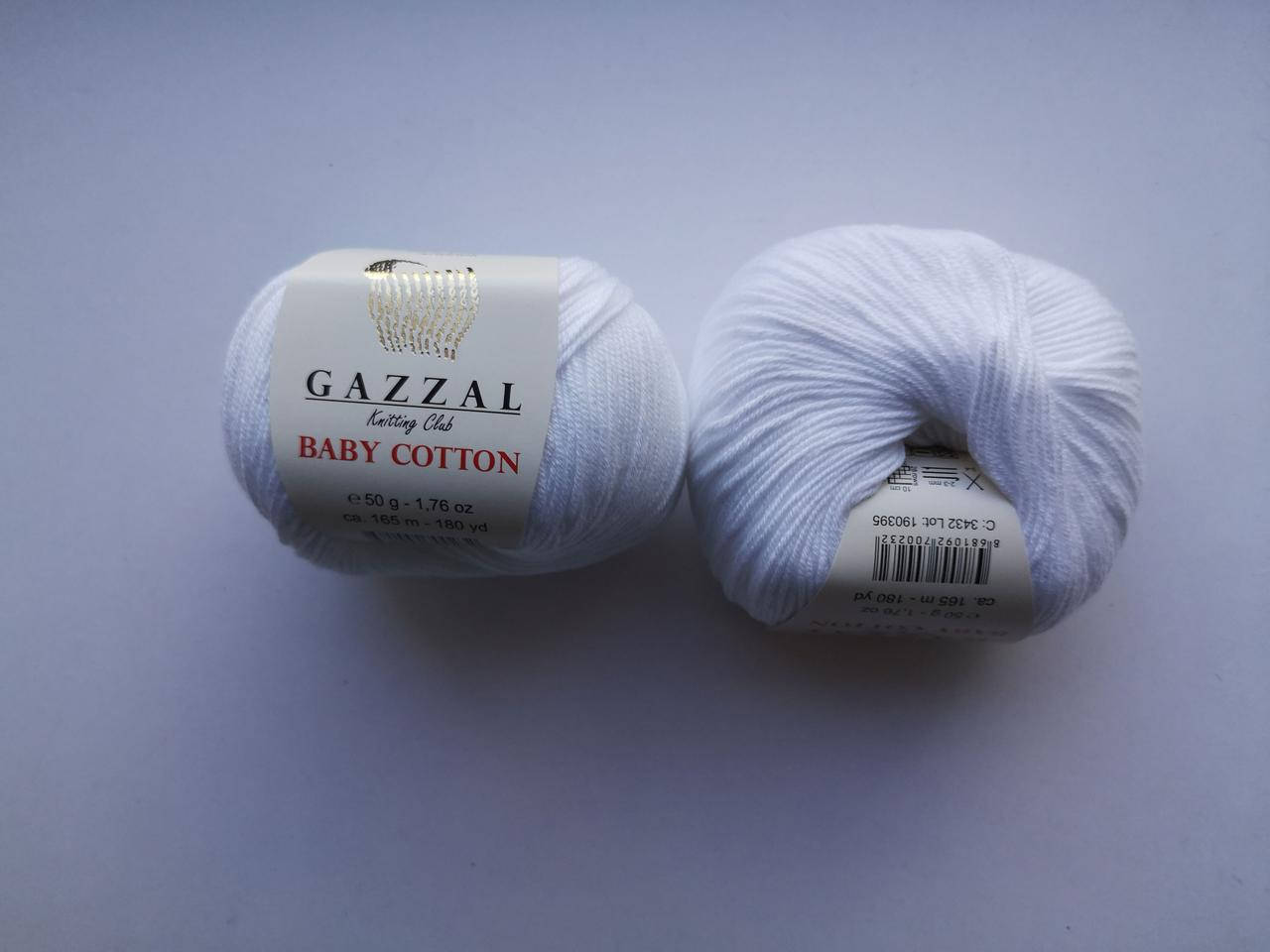 

Пряжа для вязания Беби Коттон Gazzal Газзал (Baby Cotton Gazzal) 3432 белый