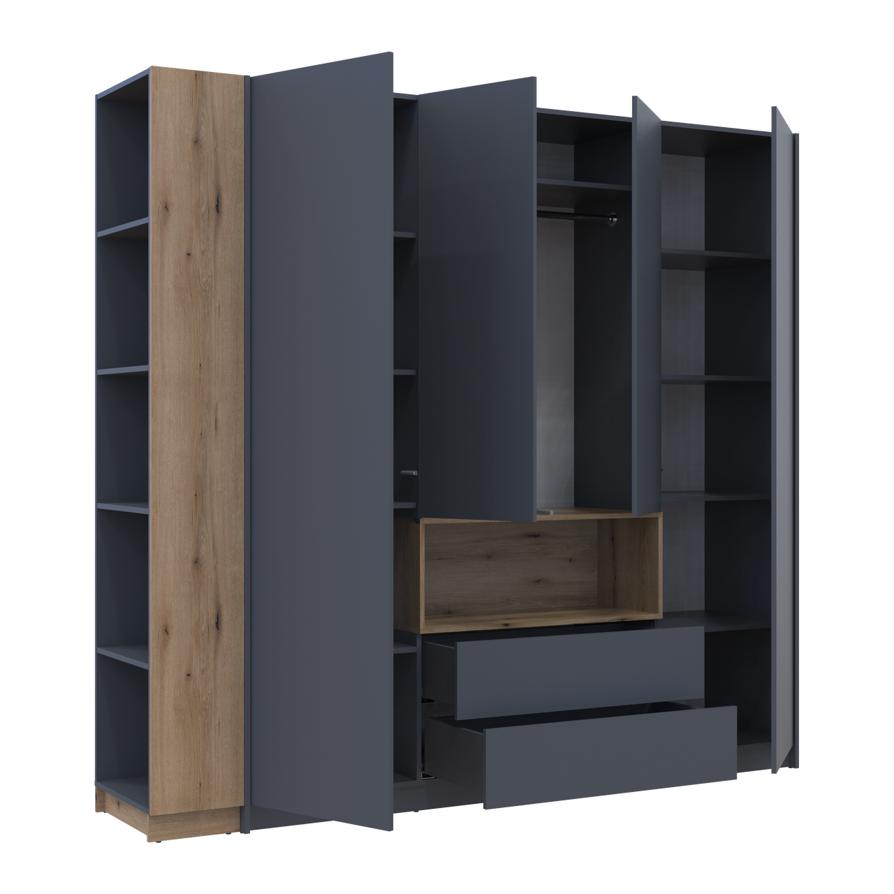 Шафа для одягу з нішею та етажеркою Doros Дейл Графіт/Дуб Евок 4 ДСП 234х52х220 (42005158) 9