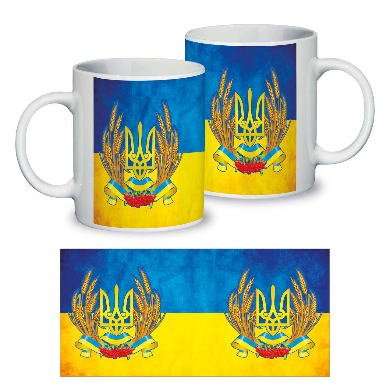 

Керамическая чашка "Герб Украины на фоне флага Украины"