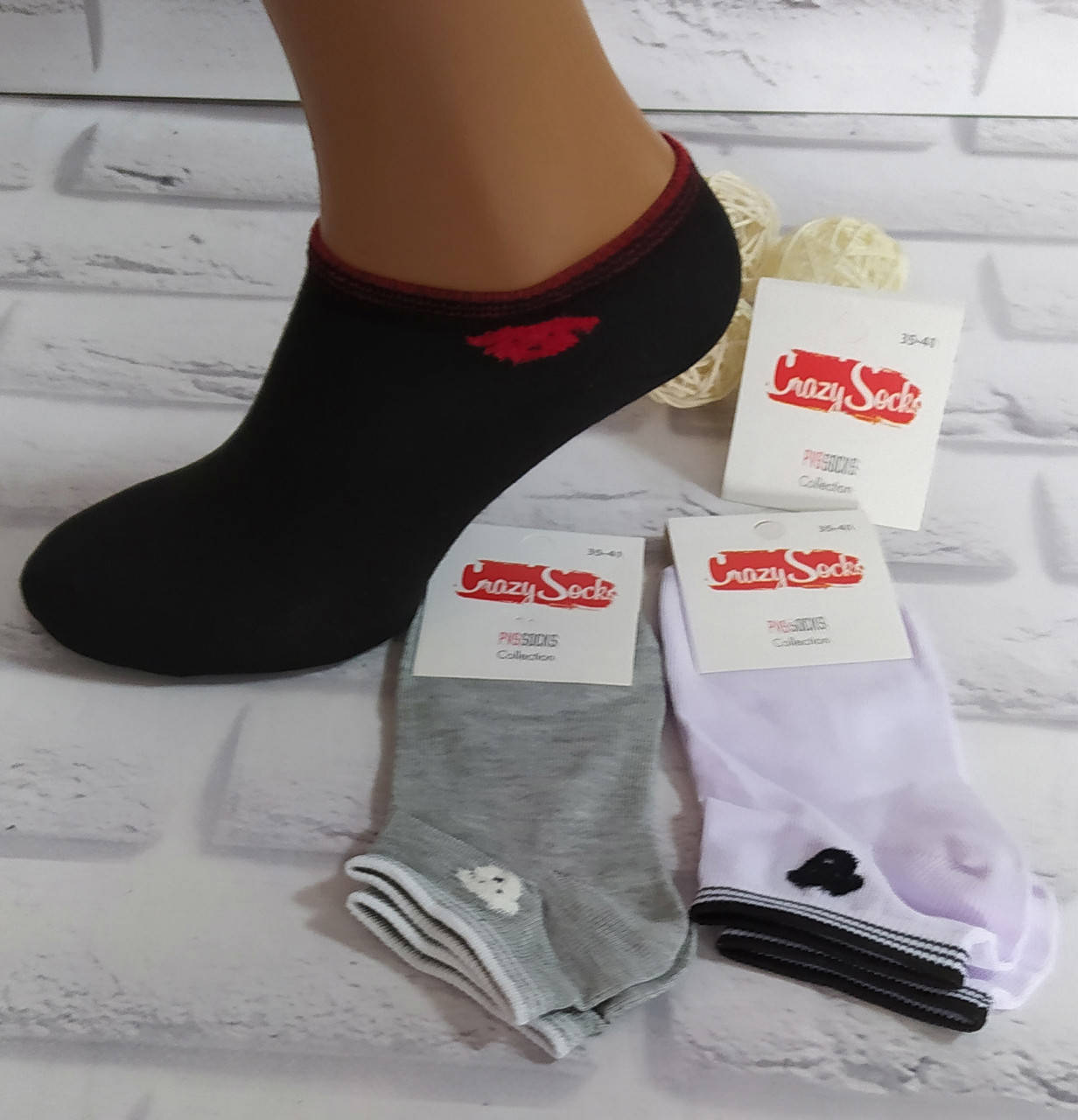 

Носки женские р. 35-38 хлопок Crasy Socrs за 1 пару хлопок 3104, Разные цвета