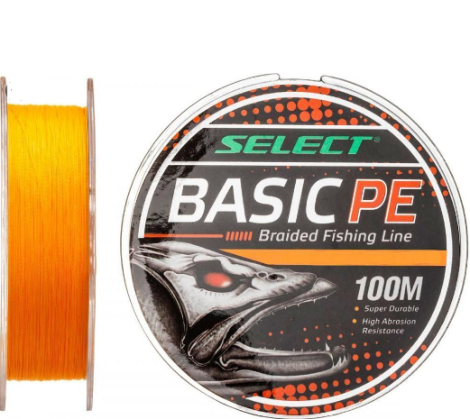 

Шнур Select Basic PE 100m (оранж.) 0.16mm 18LB/8.3kg, Оранжевый