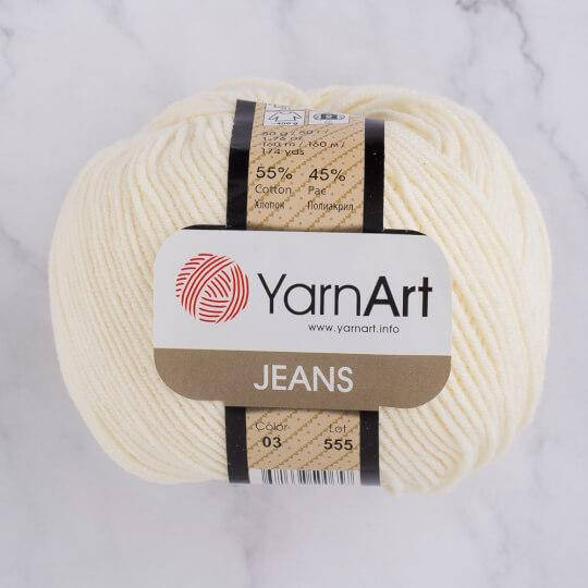 

Хлопковая пряжа YarnArt Jeans 03 молочный (ЯрнАрт Джинс)