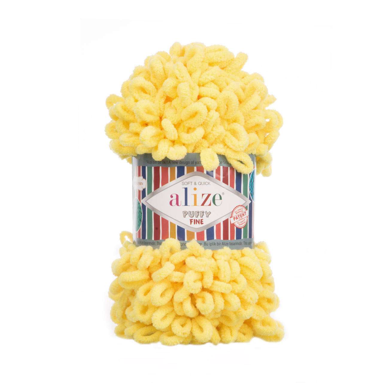 

Пряжа Alize Puffy Fine 113 светло-желтый (Пуффи Файн Ализе) для вязания без спиц руками