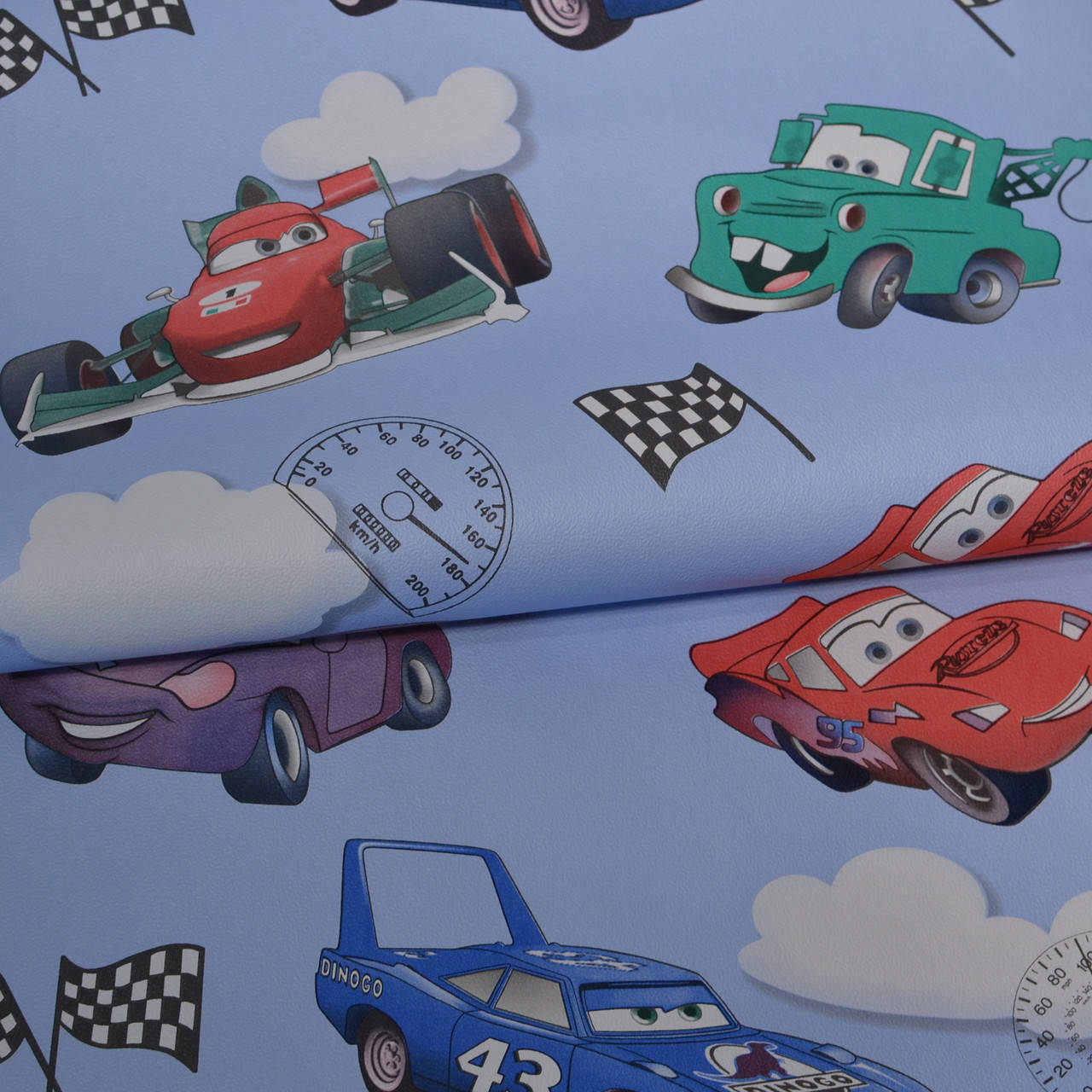 

Обои для стен бумажные детские голубые с машинками тачки 0,53*10м, обои в детскую для мальчика, Голубой