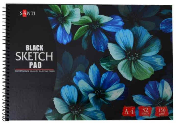 

Альбом с черной бумагой SANTI А4 32 л 150 г/м2, Черный