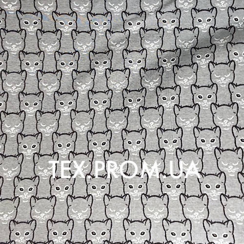 

Джерси эко принт дизайн кошки на сером