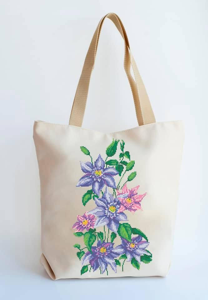 

Сумка под вышивку бисером (нитками) Клематис