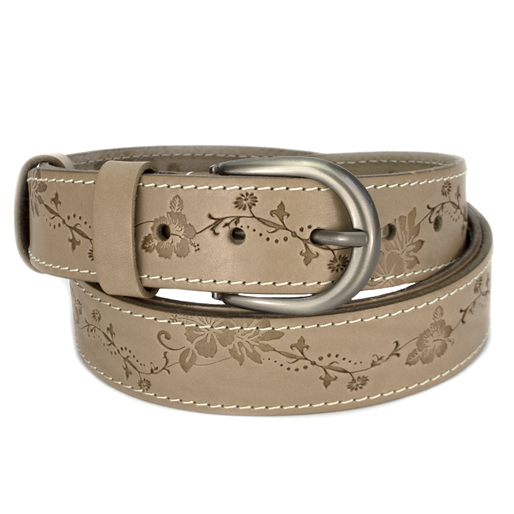 

Ремень кожаный женский с цветами бежевый SF-3531 beige (125 см)