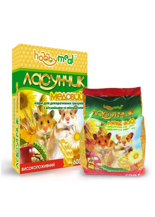 

Корм Хобби Мил Ласунчик Медовый для мелких и средних грызунов 600г O.L.KAR