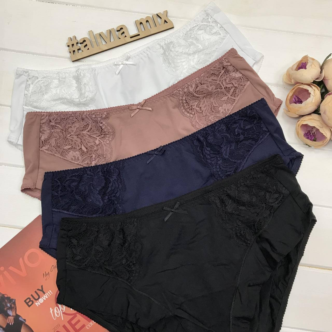 

Женские трусы средняя посадка из микрофибры La vivas Чёрный, 3XL