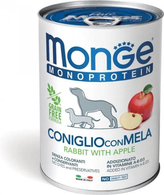 

Влажный корм для собак Monge Monoprotein Rabbit with Apple 400 г