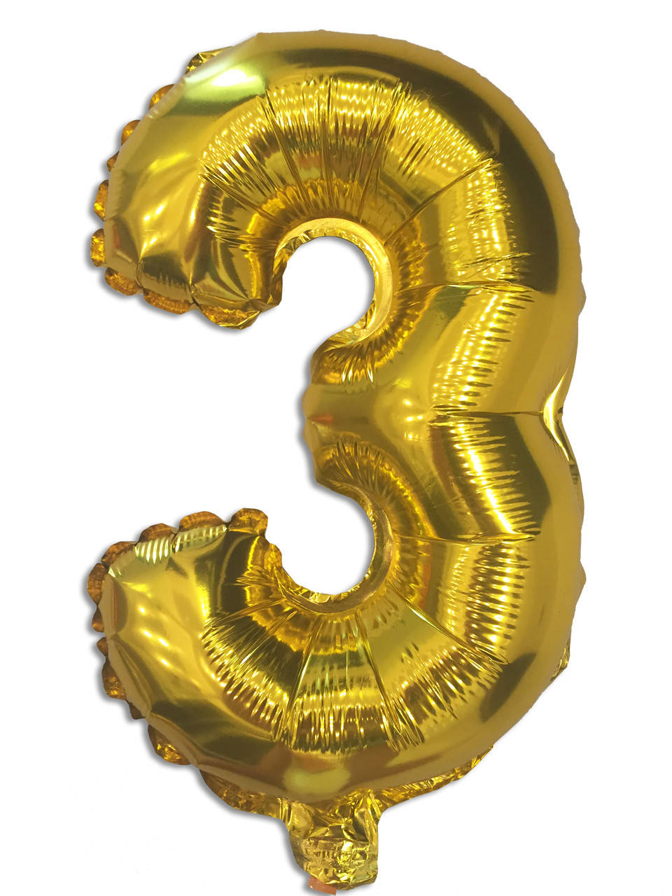 

Шар цифра 3 фольгированный золото 35 см., Золотистый