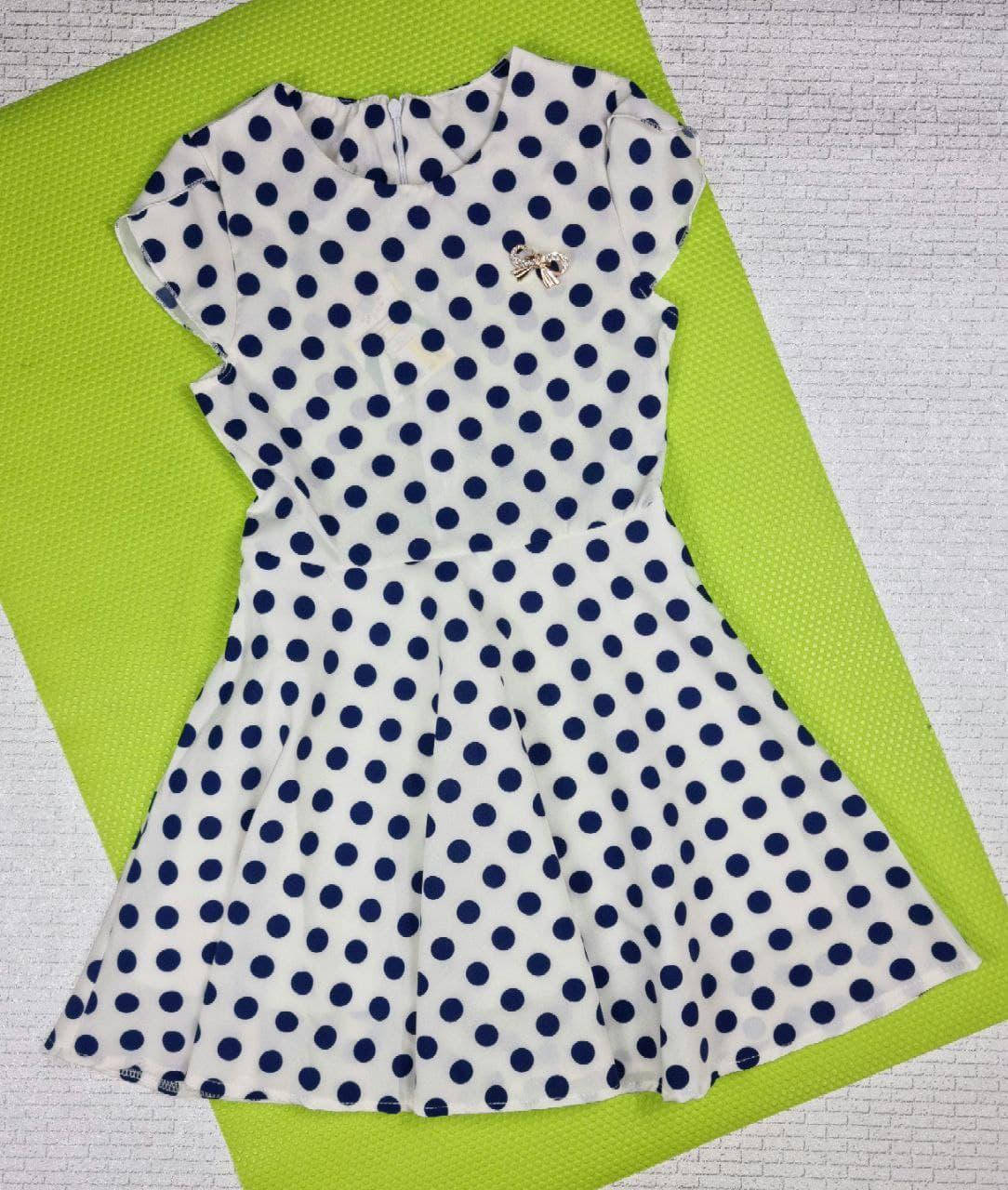 

Летнее платье в горошек на девочку 122,128,134,140,146,152 см, белый 140