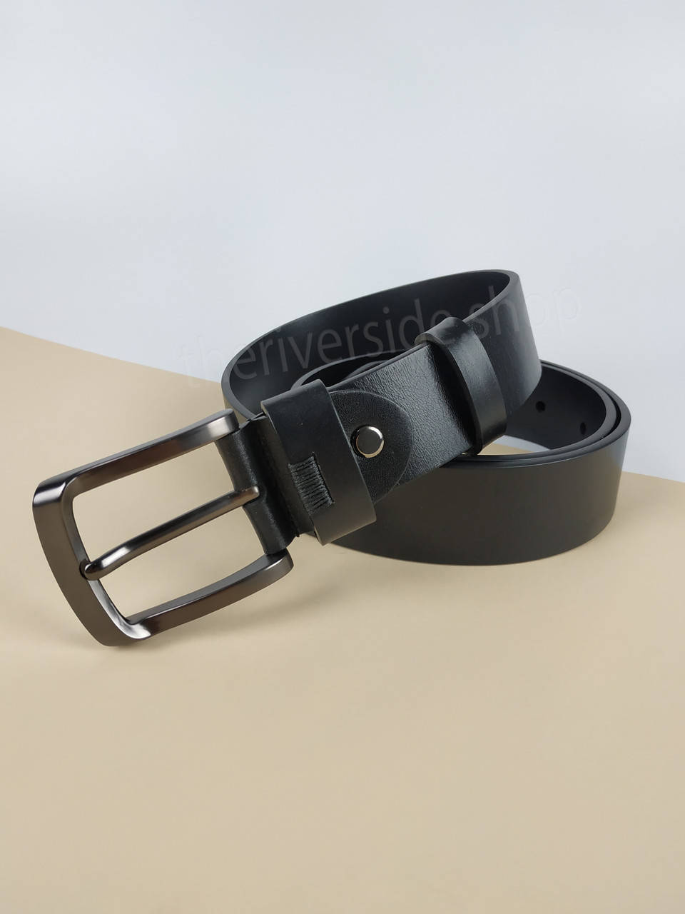 

Мужской кожаный ремень 4 см черный, ручная полировка