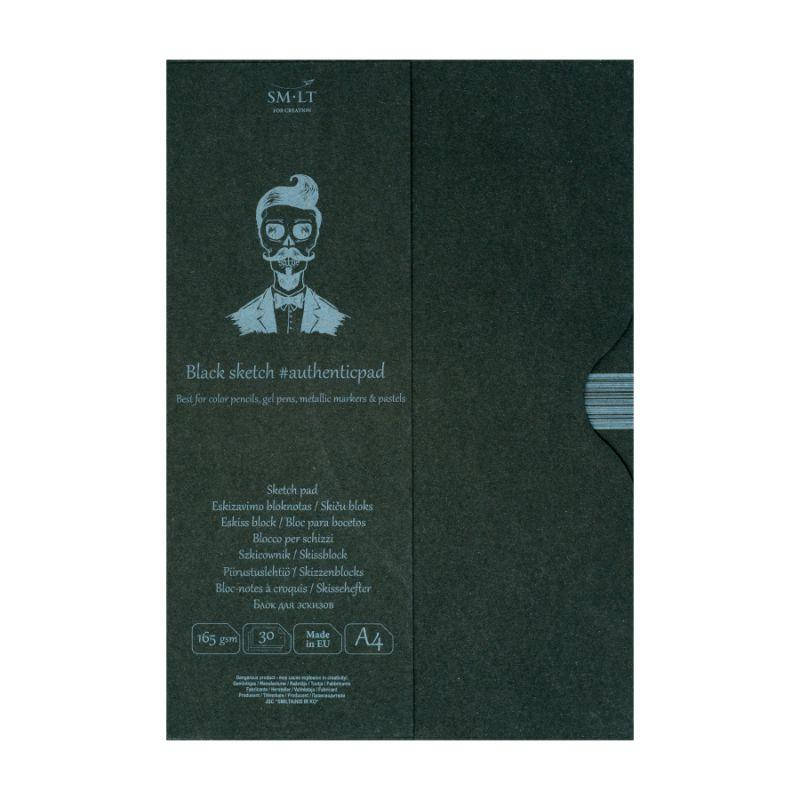 

Склейка для рисунка в папке AUTHENTIC (black) А4, 165г/м2, 30л, черная бумага, SMILTAINIS, Черный