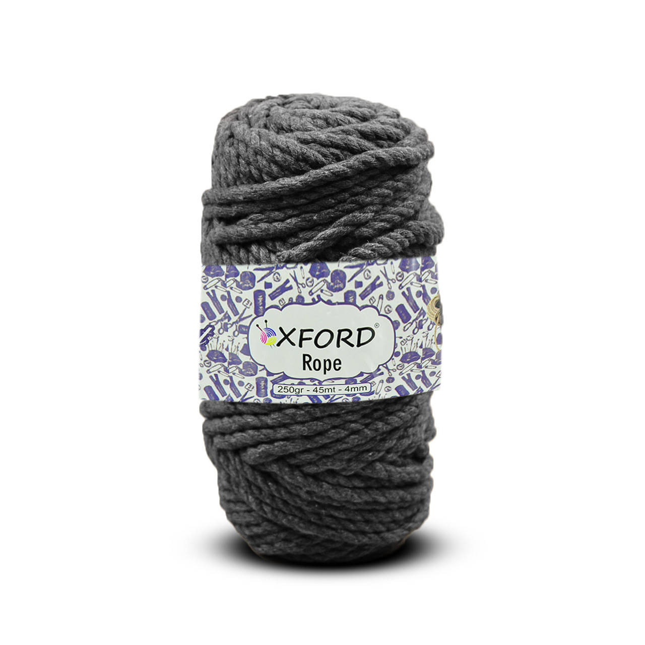 

Бавовняний шнур макраме кручений ОXford Rope. Чорний. 250 м, 60 м, 3 мм, Черный