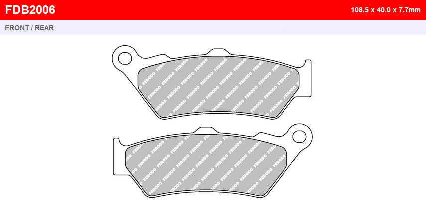 

Тормозные колодки BMW F/G/K/R 2000-2016 для мотоцикла | Ferodo FDB2006P