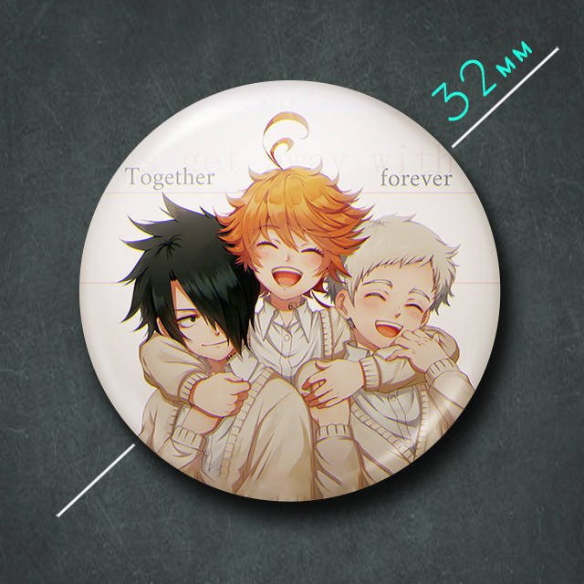 

"Эмма, Норман и Рэй (Обещанный Неверленд / Promised Neverland)" значок круглый на булавке Ø32 мм