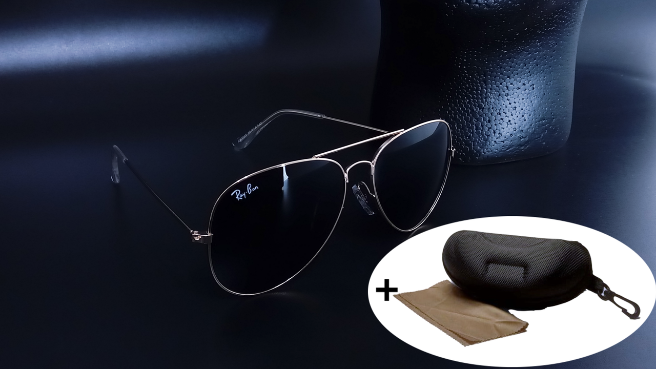 

Очки Ray Ban 3025 Aviator солнцезащитные женские мужские солнцезащитные очки, очки от солнца рей бен унисекс Твердый чехол для очков с карабином и салфеткой, Желтый