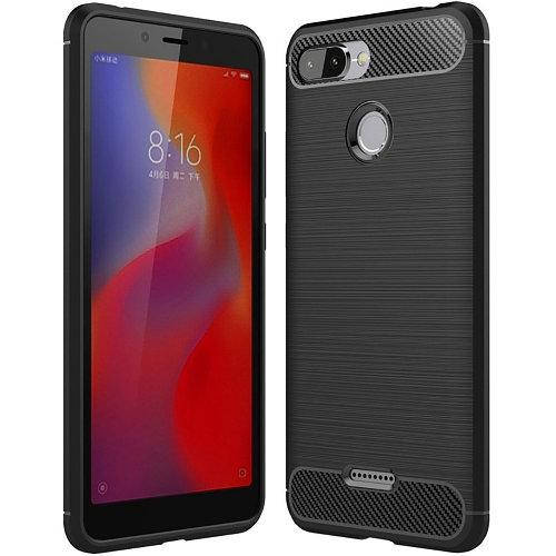 

Чехол для Xiaomi Redmi 6 карбоновый плотный чехол на телефон сяоми редми 6 черный PLS