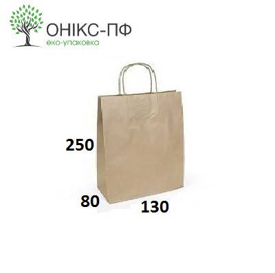 

Пакет бумажный 130*80*250, бурый крафт, с ручками (уп.100 шт.), Коричневый