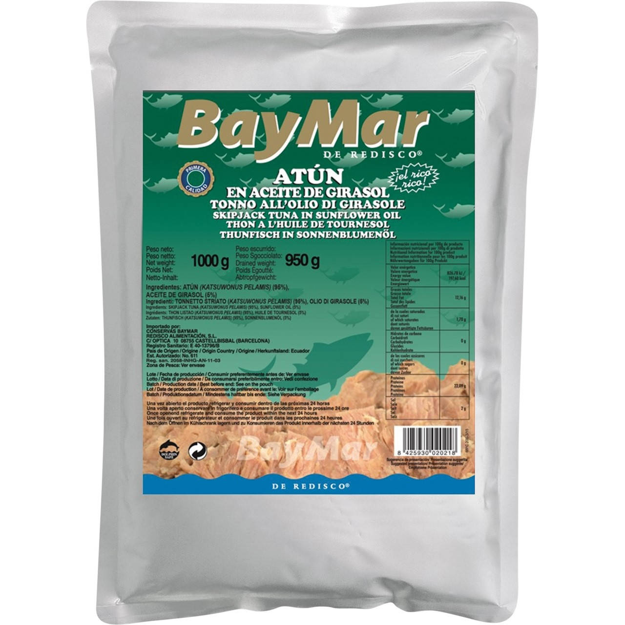 

Тунец в подсолнечном масле кусковой BayMar Atun en aceite de girasol 1000 г Испания