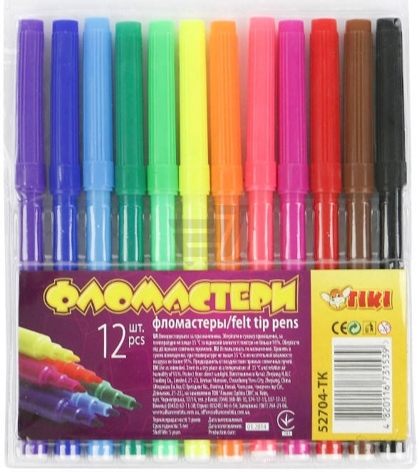 

Фломастеры 12 цв. "Тики" 52704 (12/240) ш.к.4820116731539