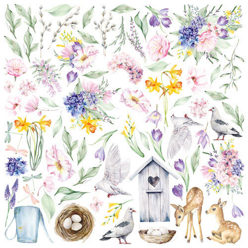 

Лист с картинками для вырезания Tender spring 30,5х30,5 см