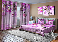 Комплект для спальни "Малиновые орхидеи и бабочки" - Любой размер! Читаем описание!