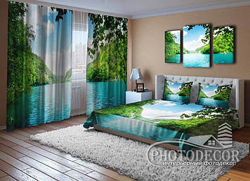 Фото Комплект "Озеро" Штори (2,50*2,60), Покривало (2,1*1,70). Читаємо опис!