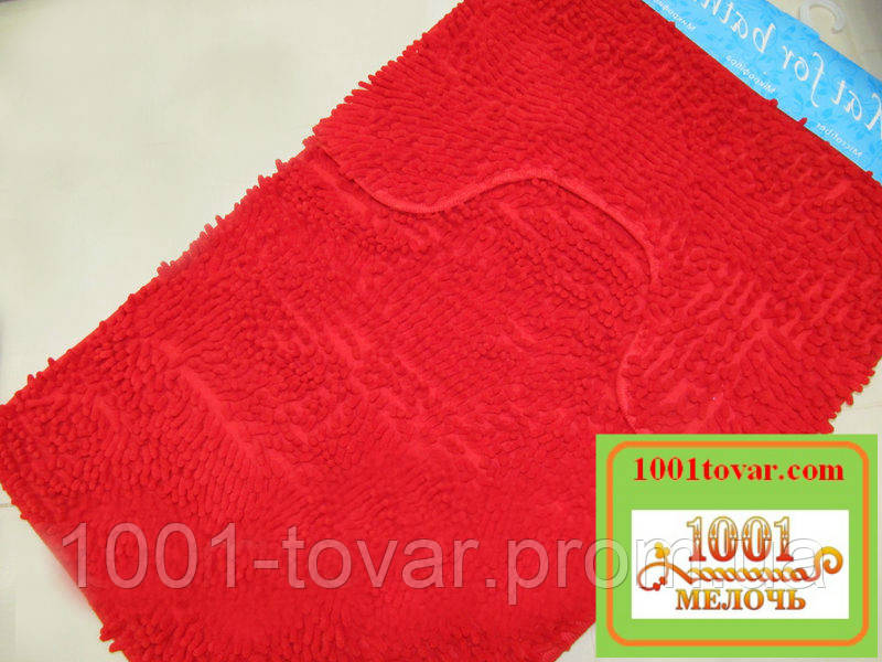 Набор ковриков из микрофибры "Макароны или дреды" в ванную и туалет, 80х50 см. и 40х50 см., красный - фото 4 - id-p539042588