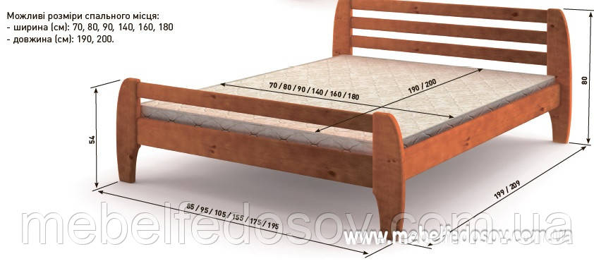 Полуторне ліжко Мілан 140 (Мебігранд/Mebigrand) 1550х1990(2090)х800мм, фото 1