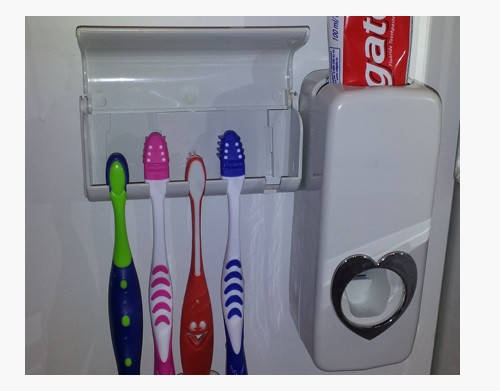 Підставка для зубних щіток kaixin Дозатор для зубної пасти для ванної підвісної дозатора, фото 2