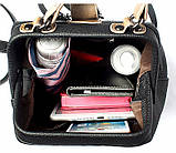 Сумка рюкзак жіночий з хутряним помпоном (чорна), фото 8