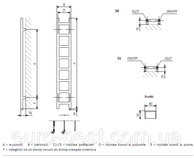 Рушникосушка Terma Easy One 640х200 - фото 2 - id-p539253626