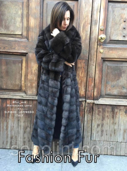 Шикарна шубка з дорогого хутра канадського соболу, довжина 130 см, фото 1