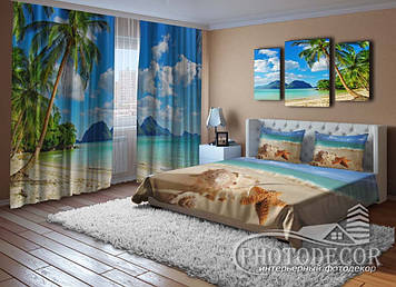 Фото Комплект "Пляж" Штори (2,50*2,60), Покривало (2,1*1,70). Читаємо опис!