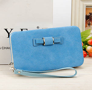 Модний жіночий гаманець із бантиком блакитний