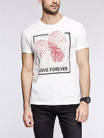 Чоловіча футболка LC Waikiki білого кольору з написом Love forever