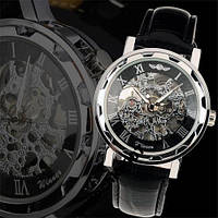 ORIGINAL Чоловічий механічний годинник Winner Silver HOLLOW (міханіка з автопідзаводом), годинник Віннер механічний