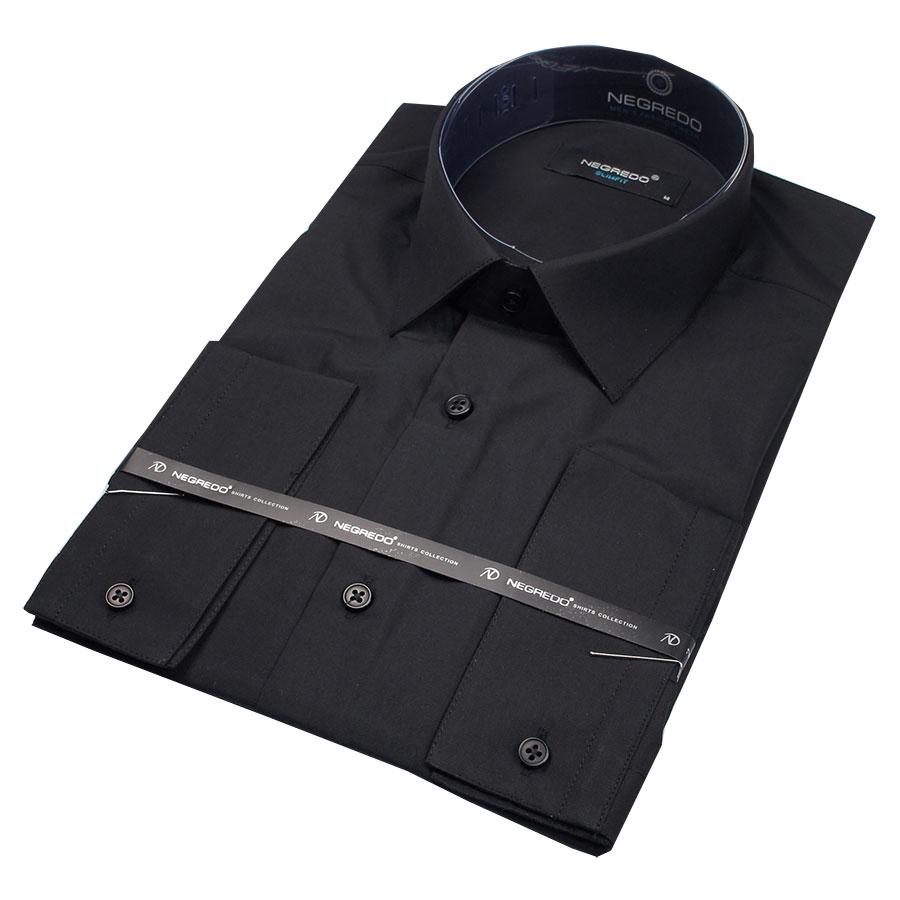Сорочка чоловіча чорна приталені Negredo Black Slim