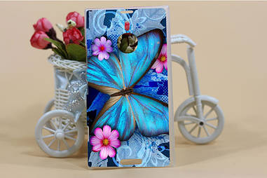 Силіконовий чохол для Nokia Lumia 1520 з картинкою синя метелик