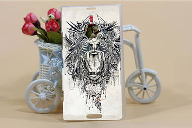 Силіконовий чохол для Nokia Lumia 1520 з картинкою оскал лева чорно-білий