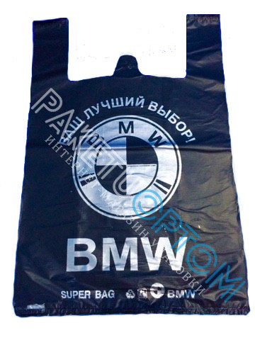 Пакет-майка с рисунком BMW черные 38*58см - фото 1 - id-p39259432