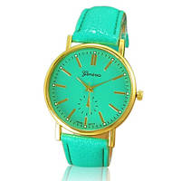 Жіночий годинник наручний Geneva — м'ятно-зелений кварцовий