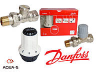 Комплект радиаторных кранов Danfoss DN 1/2" прямой с термоголовкой (O13G5254)
