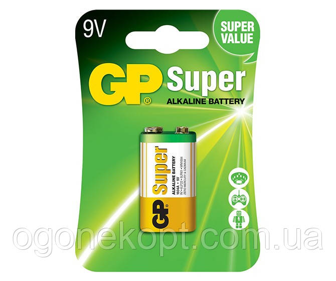 Батарейки GP — Super Alkaline 6LR61 / 6LF22 крона 9V