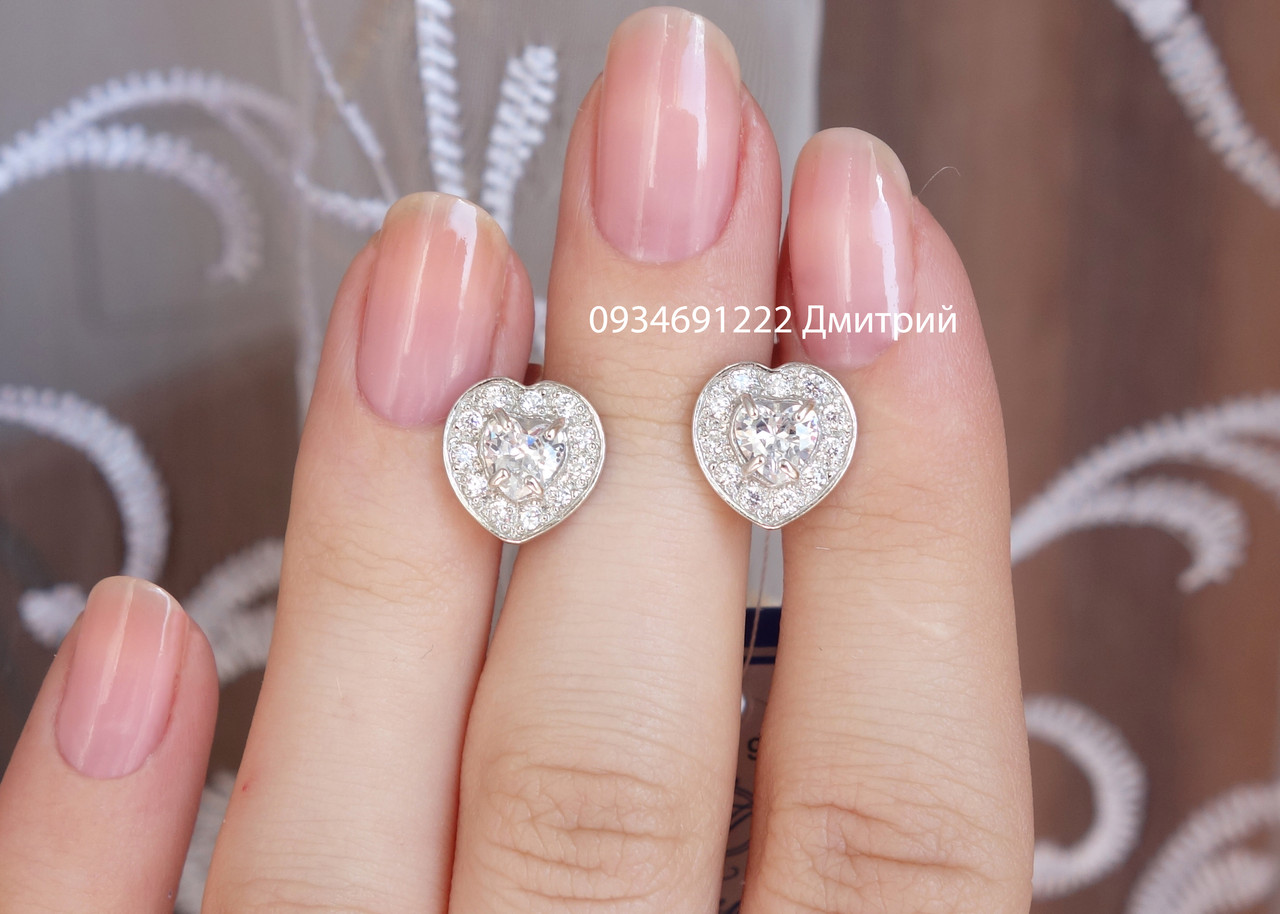 Срібні сережки у вигляді серця, фото 1