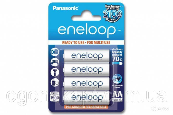 Акумулятори Panasonic — Eneloop АА HR6 Ni-MH 1900mAh 1.2V 4/20/200шт, фото 1